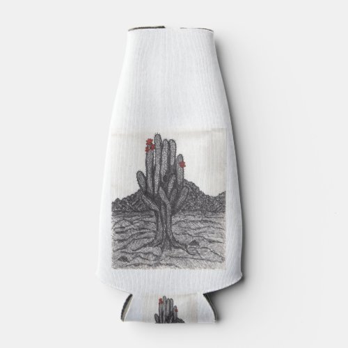 Saguaro Cactus in Pen and Ink  Bottle Cooler