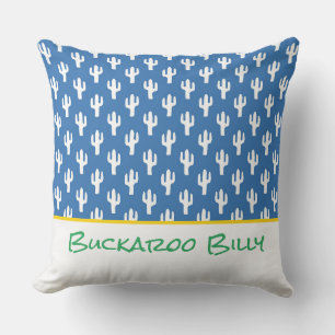 Saguaro Cactus Modern Desert NAME Southwest Fun Throw Pillow