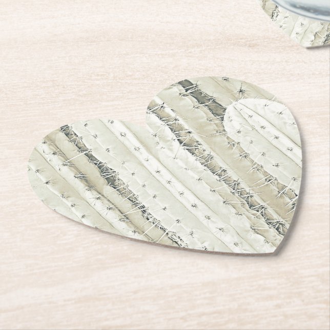 Saguaro Cactus Neutral Colors Prickly Cool Paper Coaster (Angled)