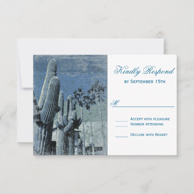 Saguaro Cactus Palm Tree Arizona Wedding RSVP Card (Front)