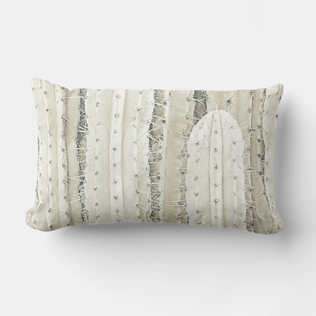 Saguaro Cactus Photo Art Neutral Colors Cool Lumbar Pillow (Front)