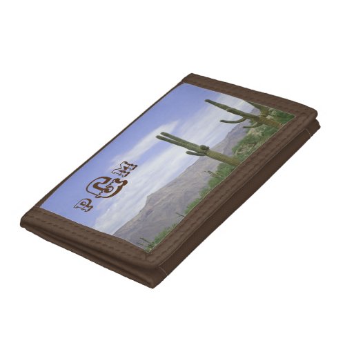 Saguaro Cactus Photo Initial Desert Landscape Trifold Wallet