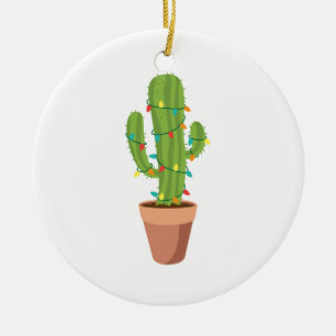 Saguaro Cactus Plant Ceramic Ornament