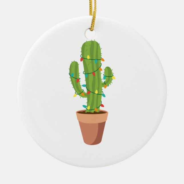 Saguaro Cactus Plant Ceramic Ornament (Front)