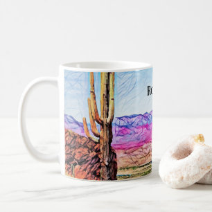 Saguaro Cactus Purple Mountians Blue Lake Arizona Coffee Mug