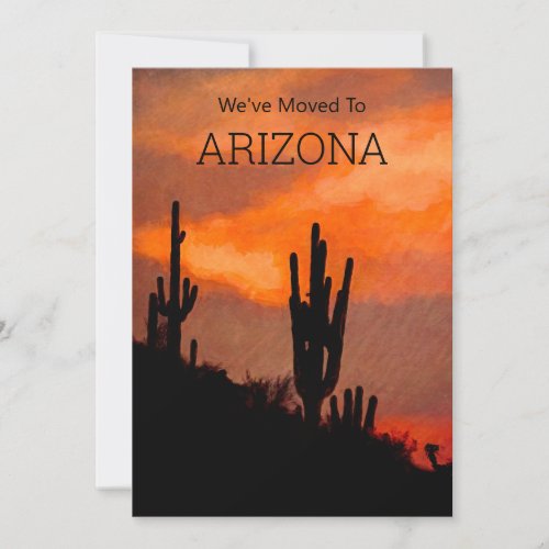 Saguaro Cactus Silhouette Arizona Sunset Moving An Announcement