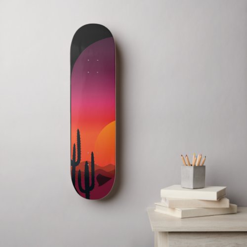 Saguaro Cactus Sonoran Desert Sunrise Sunset Scene Skateboard