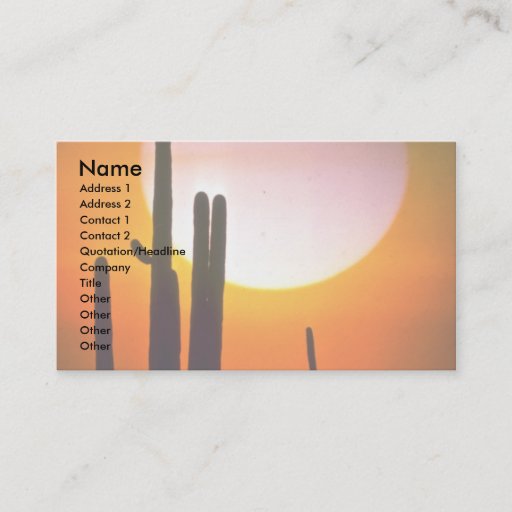 Customizable Saguaro cactus, Sonoran Desert, U.S.A. Desert Business Card Templates