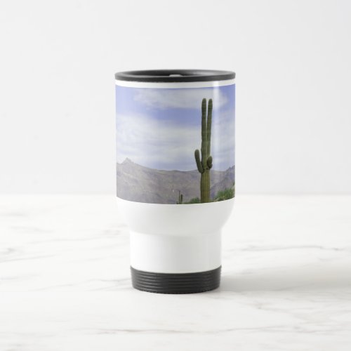 Saguaro Cactus Stand on Hilltop in Arizona desert Travel Mug