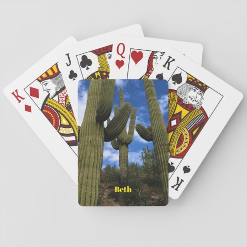 Saguaro Cactus Trio  Blue Sky  Clouds  Arizona Poker Cards