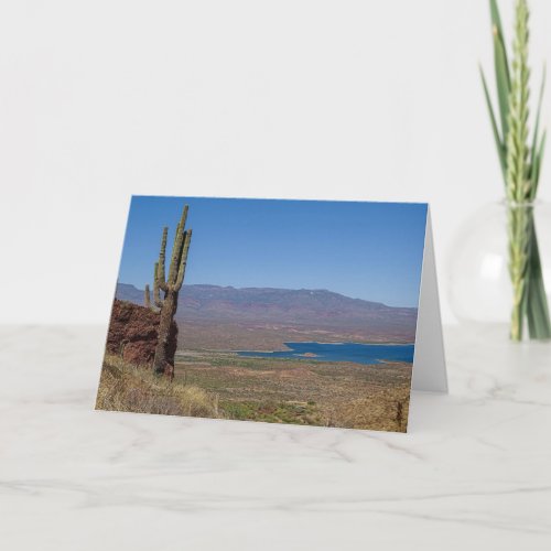 Saguaro Cactus View Of Roosevelt Lake Arizona Card