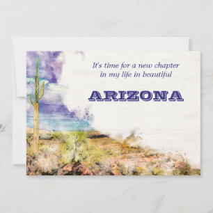 Saguaro Cactus Watercolor Purple Blue I've Moved Announcement