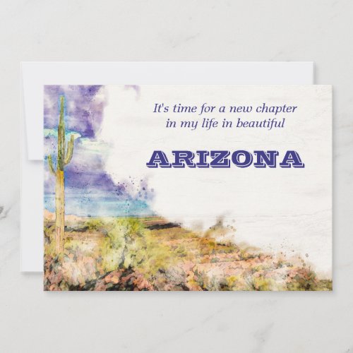 Saguaro Cactus Watercolor Purple Blue Ive Moved Announcement