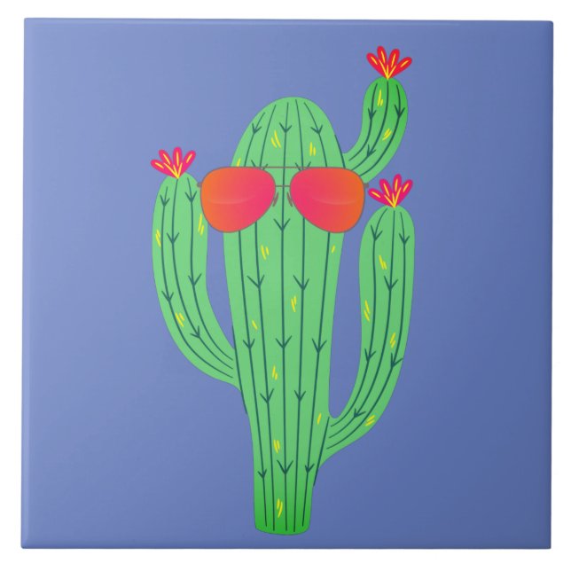 Saguaro Cactus Wearing Sunglasses Funny Southwest Ceramic Tile (Front)