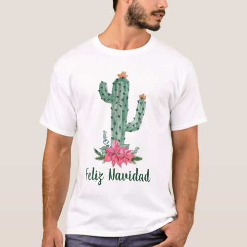 Saguaro Christmas Cactus Feliz Navidad T_Shirt