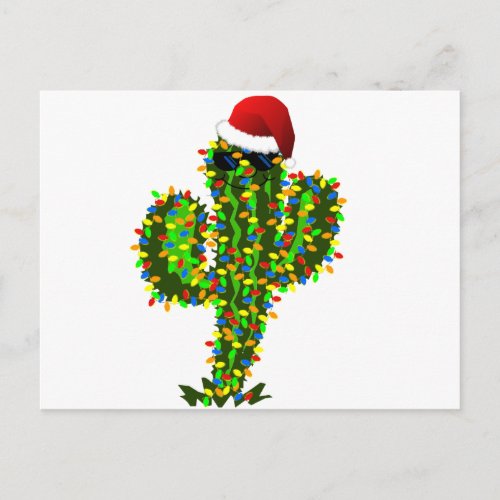 Saguaro Christmas Lights Holiday Postcard