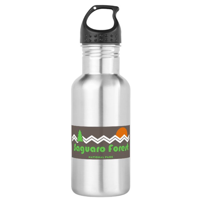 Saguaro Forest National Park Retro Stainless Steel Water Bottle (Front)