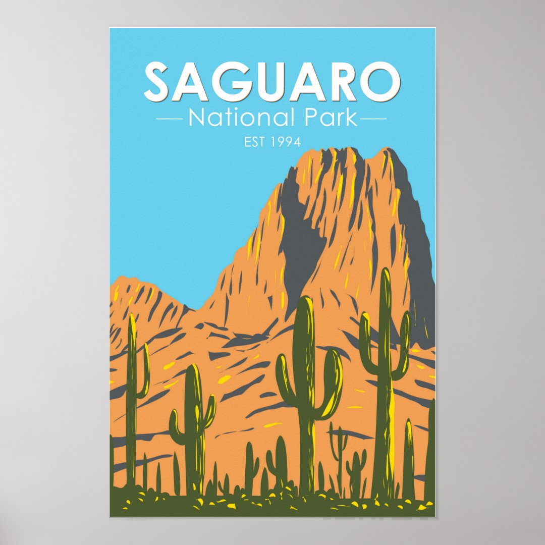 Saguaro National Park Arizona Beehive Peak Vintage Poster Zazzle