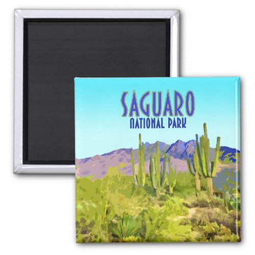 Saguaro National Park Arizona Cactus Vintage Magnet