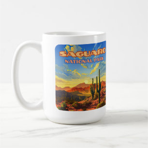 Saguaro National Park Arizona Desert Cactus Retro Coffee Mug