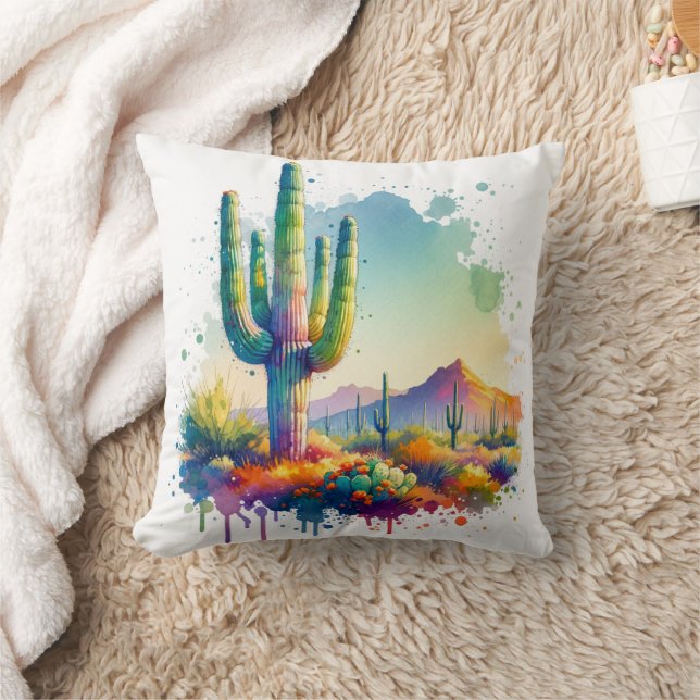 Saguaro National Park Arizona Giant Cactus  Throw Pillow (Blanket)
