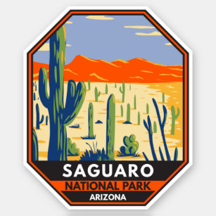 Saguaro National Park Arizona Giant Cactus Vintage Sticker