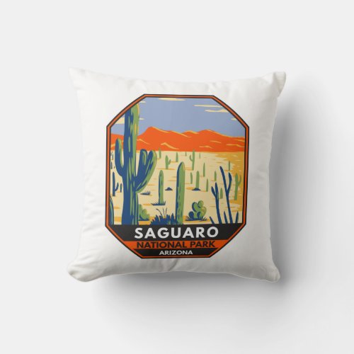 Saguaro National Park Arizona Giant Cactus Vintage Throw Pillow