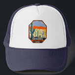 Saguaro National Park Arizona Giant Cactus Vintage Trucker Hat<br><div class="desc">Saguaro vector artwork design. The park is named for the large saguaro cactus,  native to its desert environment.</div>