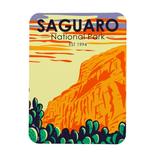 Saguaro National Park Arizona Prickly Pear Cactus Magnet (Vertical)