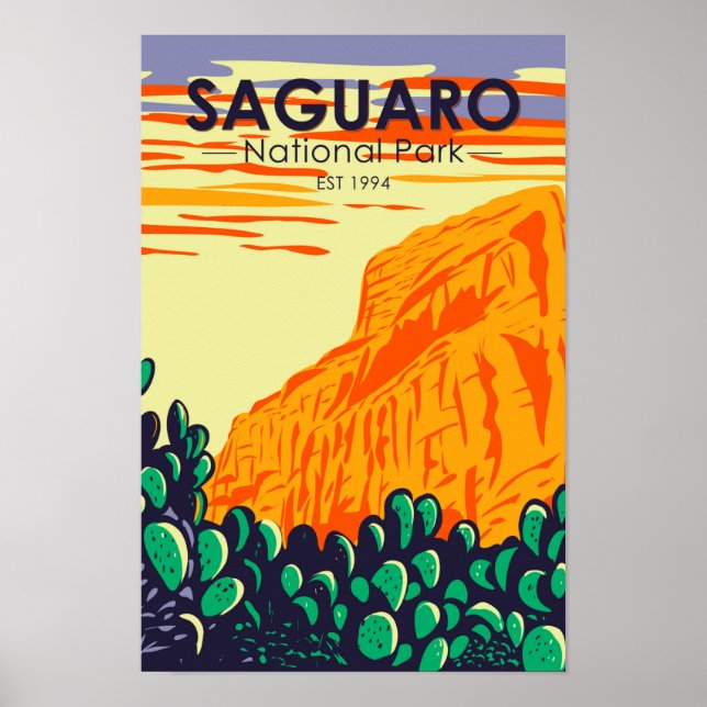 Saguaro National Park Arizona Prickly Pear Cactus Poster (Front)