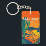Saguaro National Park Arizona Vintage Double Sided Keychain<br><div class="desc">Saguaro vector artwork design with two different Saguaro National Park designs. The park is named for the large saguaro cactus,  native to its desert environment.</div>