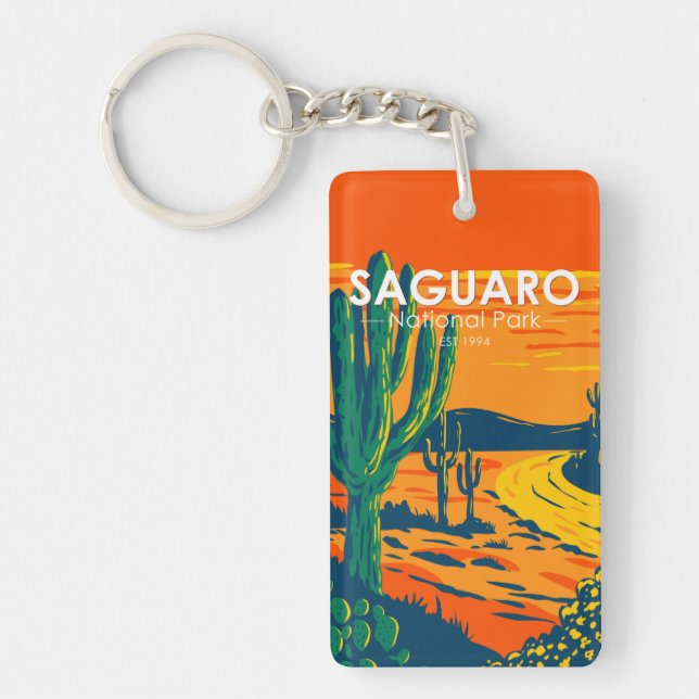 Saguaro National Park Arizona Vintage Double Sided Keychain (Front)