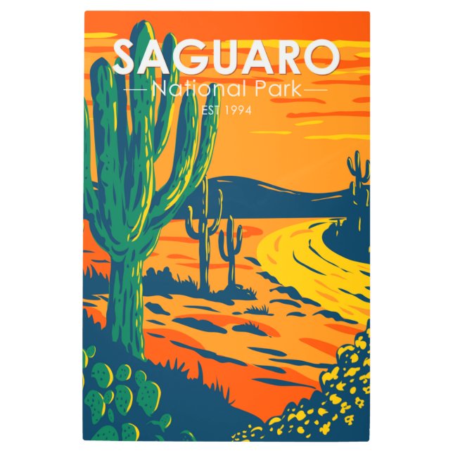 Saguaro National Park Arizona Vintage Metal Print (Front)