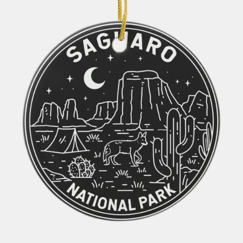 Saguaro National Park Arizona Vintage Monoline Ceramic Ornament