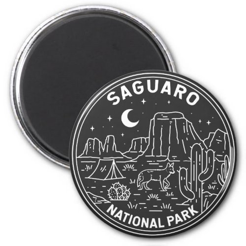 Saguaro National Park Arizona Vintage Monoline  Magnet