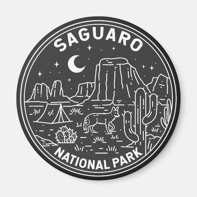 Saguaro National Park Arizona Vintage Monoline  Magnet (Front)