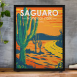 Saguaro National Park Arizona Vintage Poster<br><div class="desc">Saguaro vector artwork design. The park is named for the large saguaro cactus,  native to its desert environment.</div>