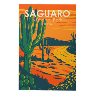 Saguaro National Park Arizona Vintage  Wood Wall Art
