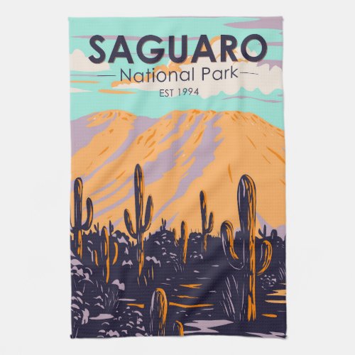 Saguaro National Park Arizona Wasson Peak Vintage  Kitchen Towel