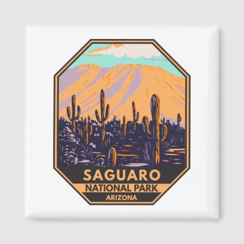 Saguaro National Park Arizona Wasson Peak Vintage Magnet