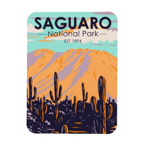 Saguaro National Park Arizona Wasson Peak Vintage  Magnet