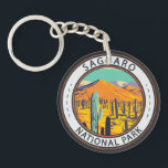 Saguaro National Park Cacti In Spring Badge Keychain<br><div class="desc">Saguaro vector artwork design. The park is named for the large saguaro cactus,  native to its desert environment.</div>