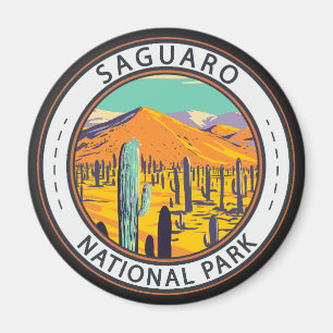 Saguaro National Park Cacti In Spring Badge Magnet