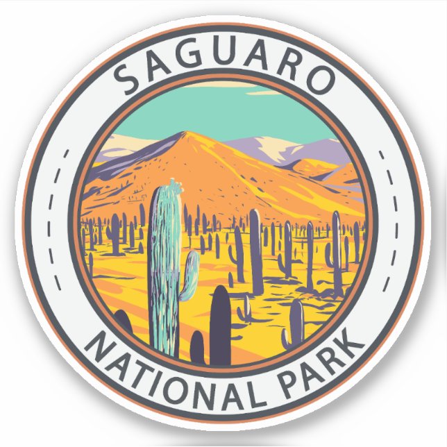 Saguaro National Park Cacti In Spring Badge Sticker (Front)