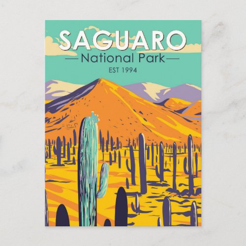 Saguaro National Park Cacti In Spring Vintage Postcard