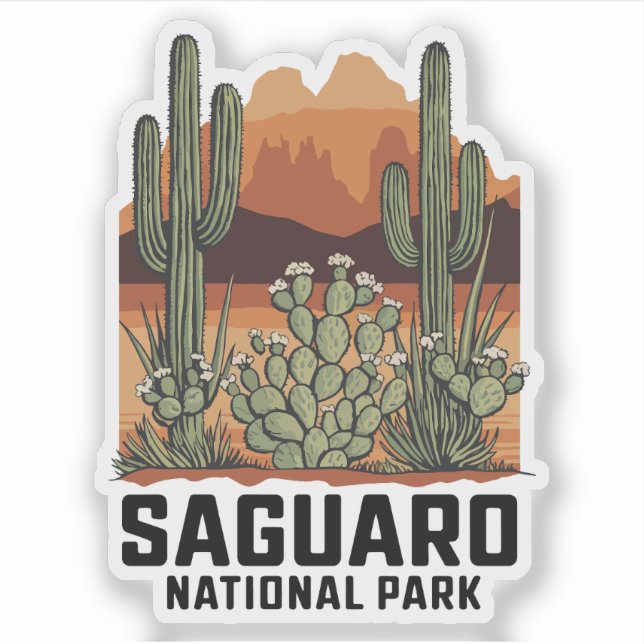 Saguaro National Park Cactus Sticker (Front)