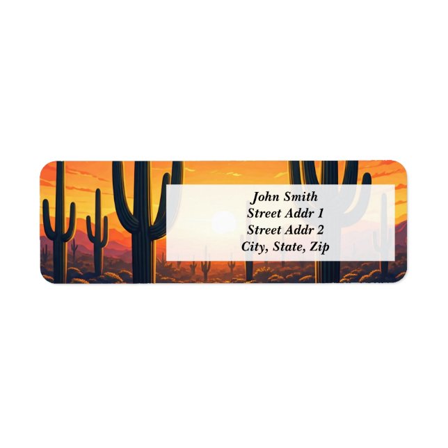 Saguaro National Park Cactus Sunset Label (Front)