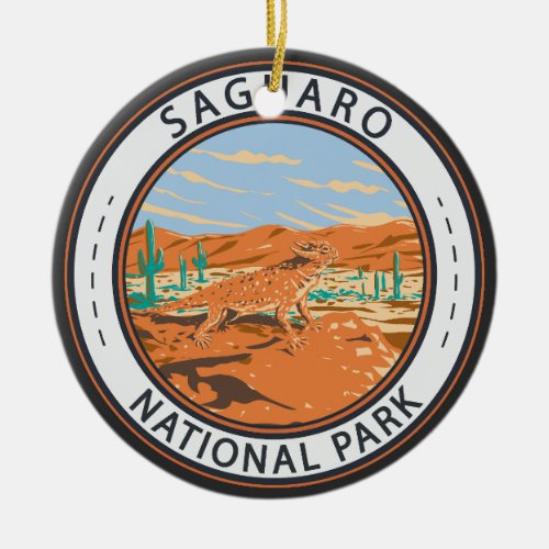 Saguaro National Park Horned Lizard Circle Ceramic Ornament