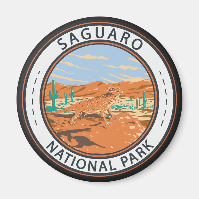 Saguaro National Park Horned Lizard Circle Magnet (Front)
