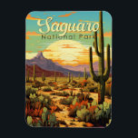 Saguaro National Park Illustration Retro Magnet<br><div class="desc">Saguaro vector artwork design. The park is named for the large saguaro cactus,  native to its desert environment.</div>